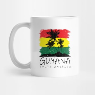 Guyana National Colors with Palm Silhouette Mug